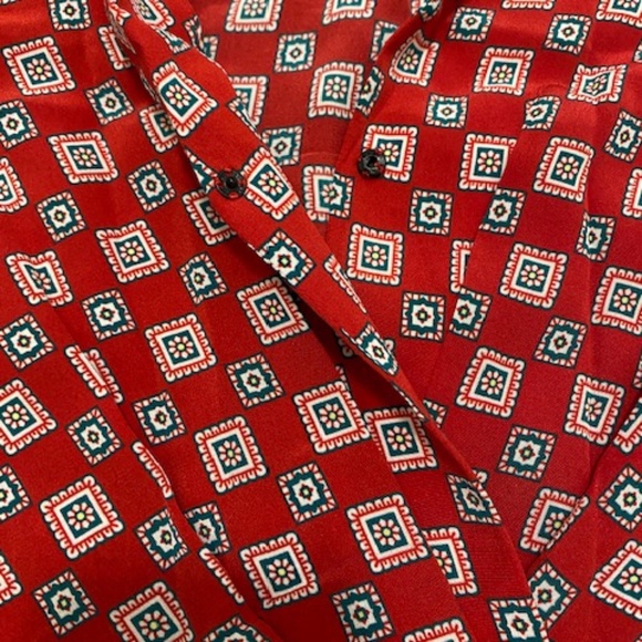 Sandro Red Geometric Print Silk Mini Dress Size 4 - Picture 6 of 15